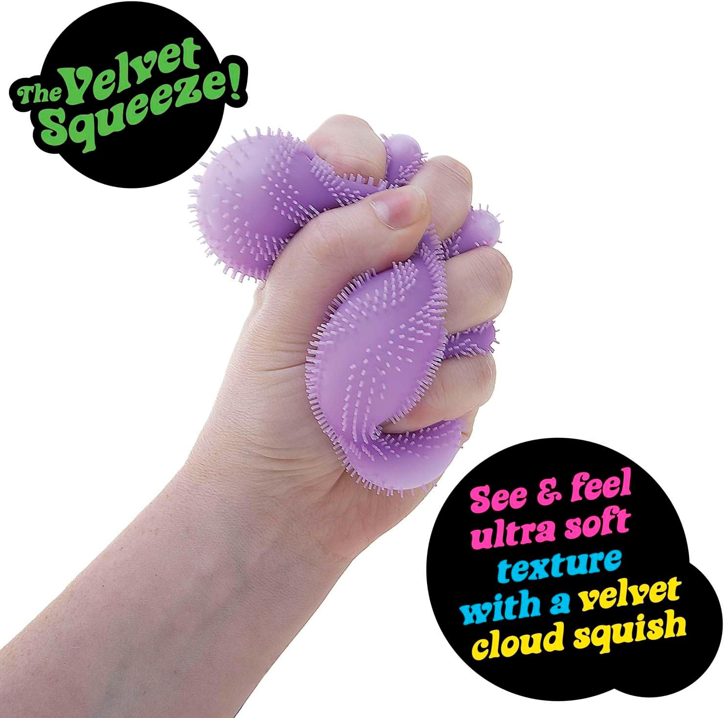 Schylling NeeDoh Fuzz Ball - Sensory Toy with a Velvet Texture and Soft Cloud Squish - Wavy Pattern You Can See and Feel - Ages 3 and Up - Color May Vary; One Per Pack (Wonder Waves) - Image 3
